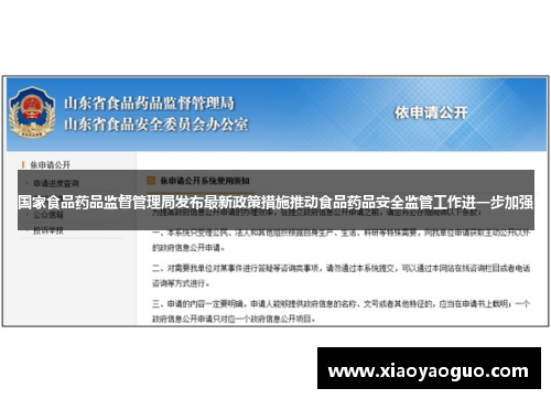 国家食品药品监督管理局发布最新政策措施推动食品药品安全监管工作进一步加强